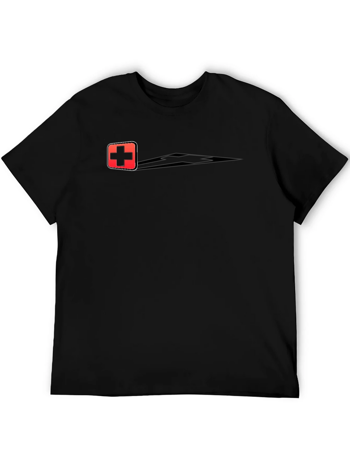 Swiss Cross Graphic Tee - Black Cotton Casual T-Shirt