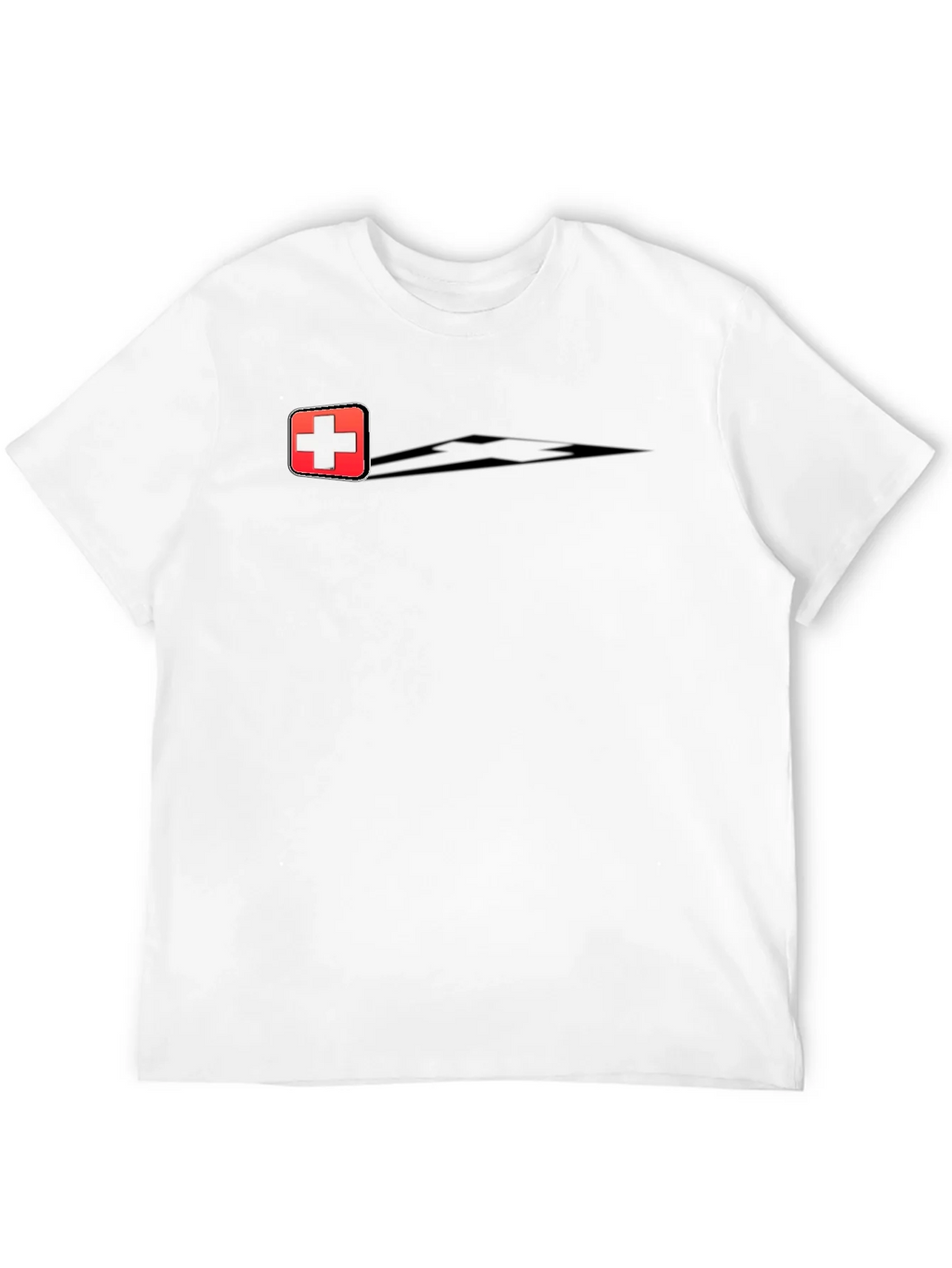 Swiss Cross Graphic Tee - Black Cotton Casual T-Shirt
