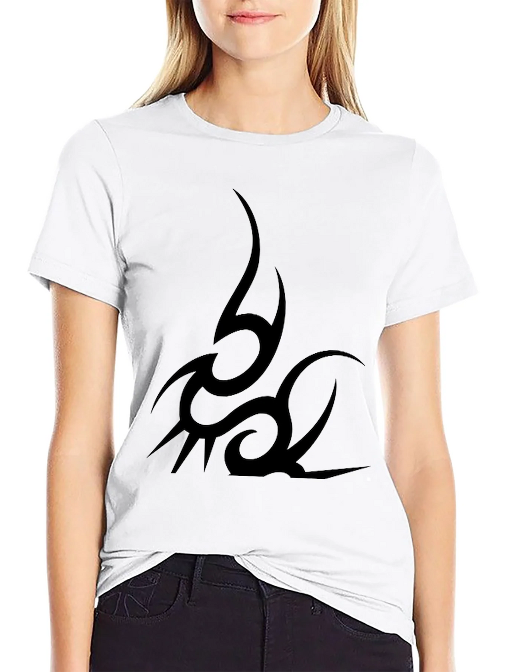 Tribal Tattoo Graphic Print Black T-Shirt