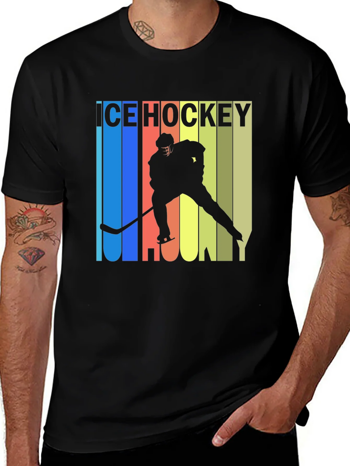 Ice Hockey Retro Style Graphic T-Shirt