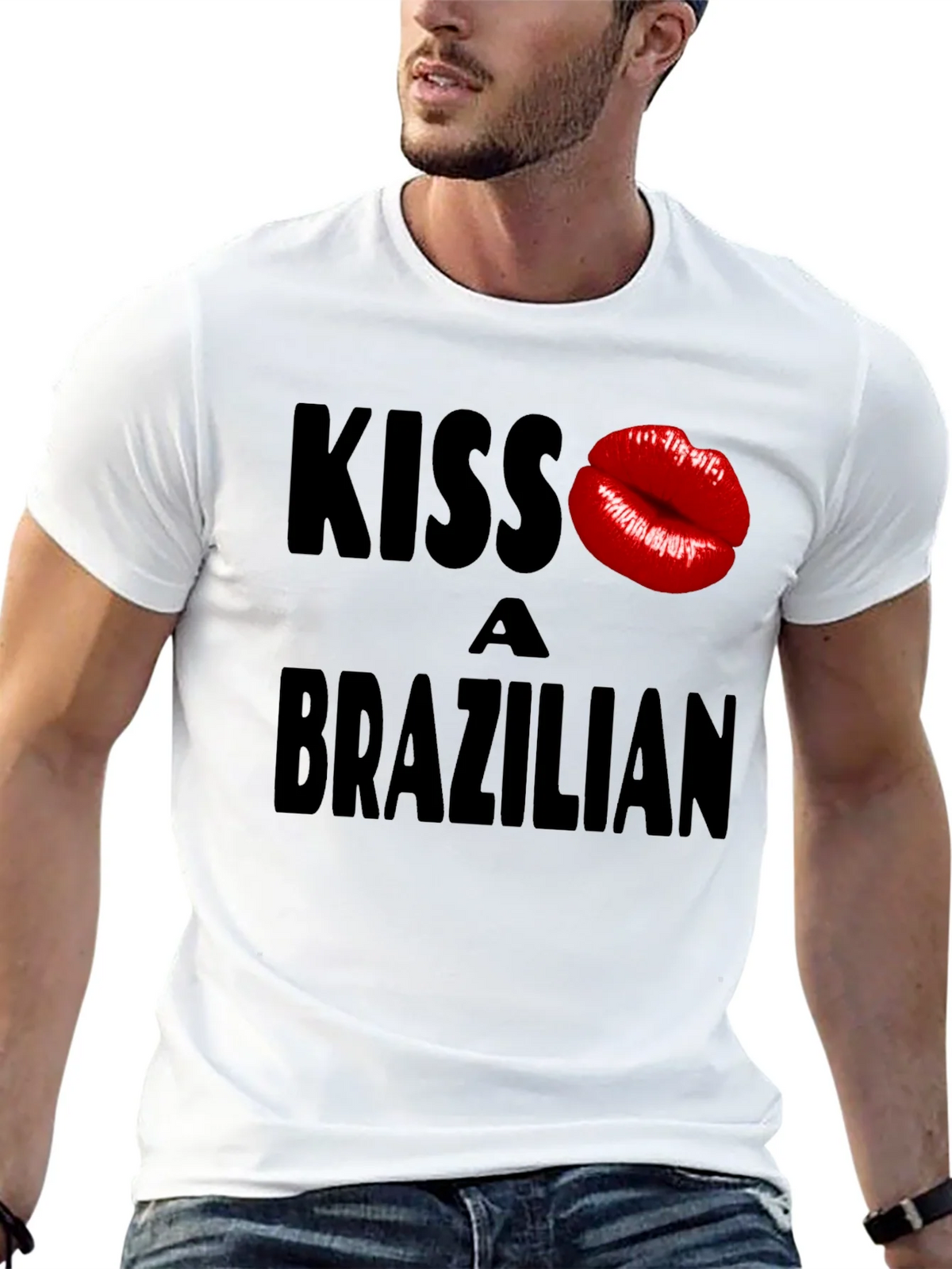 Kiss A Brazilian T-Shirt - Fun Novelty Graphic Tee