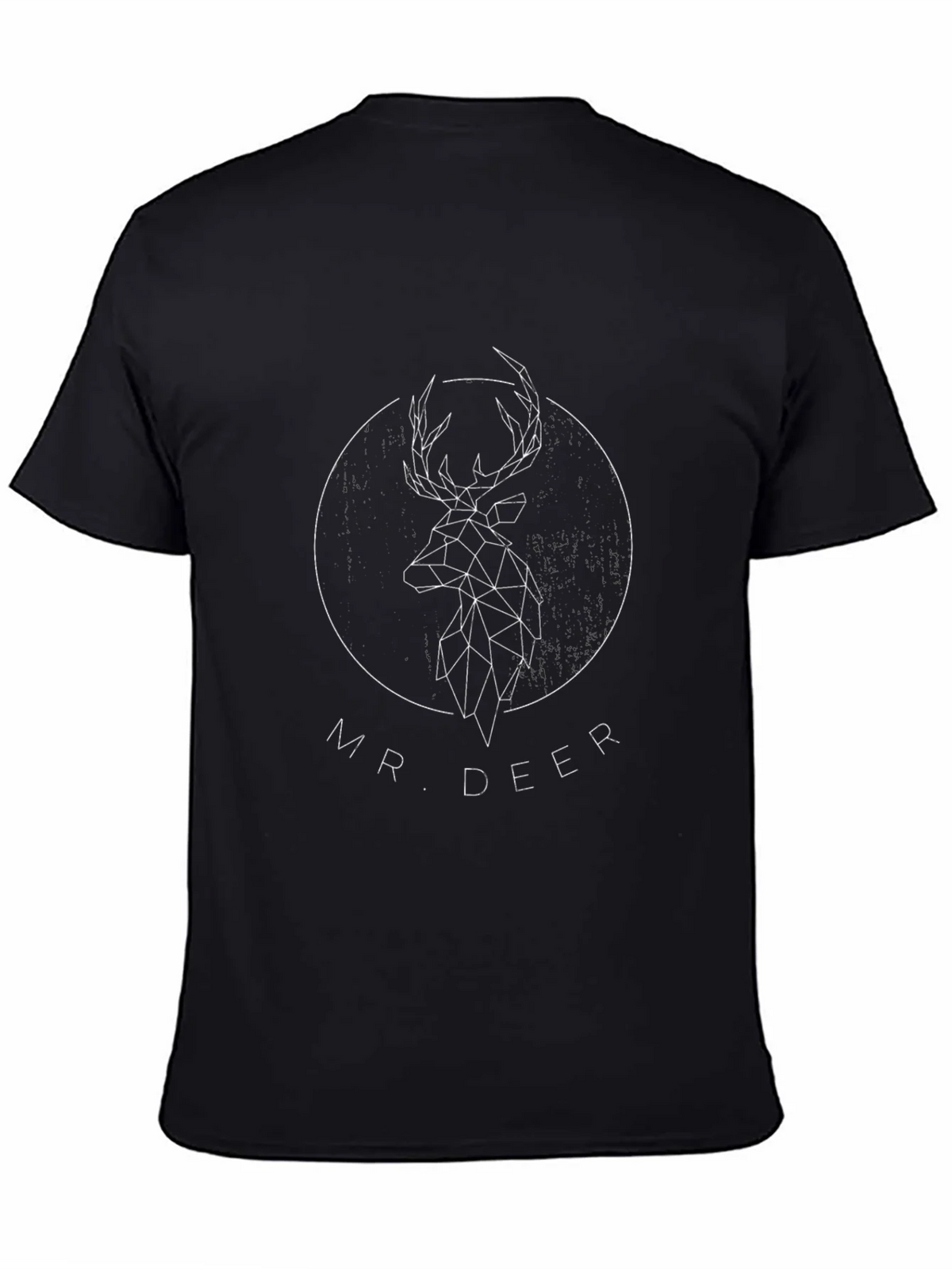 Geometric Deer Graphic Print Tee - Black