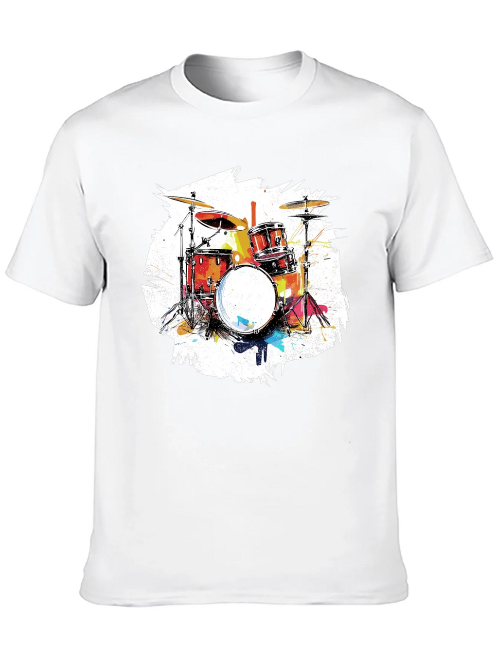 Drum Set Graphic Tee - Black Cotton T-Shirt