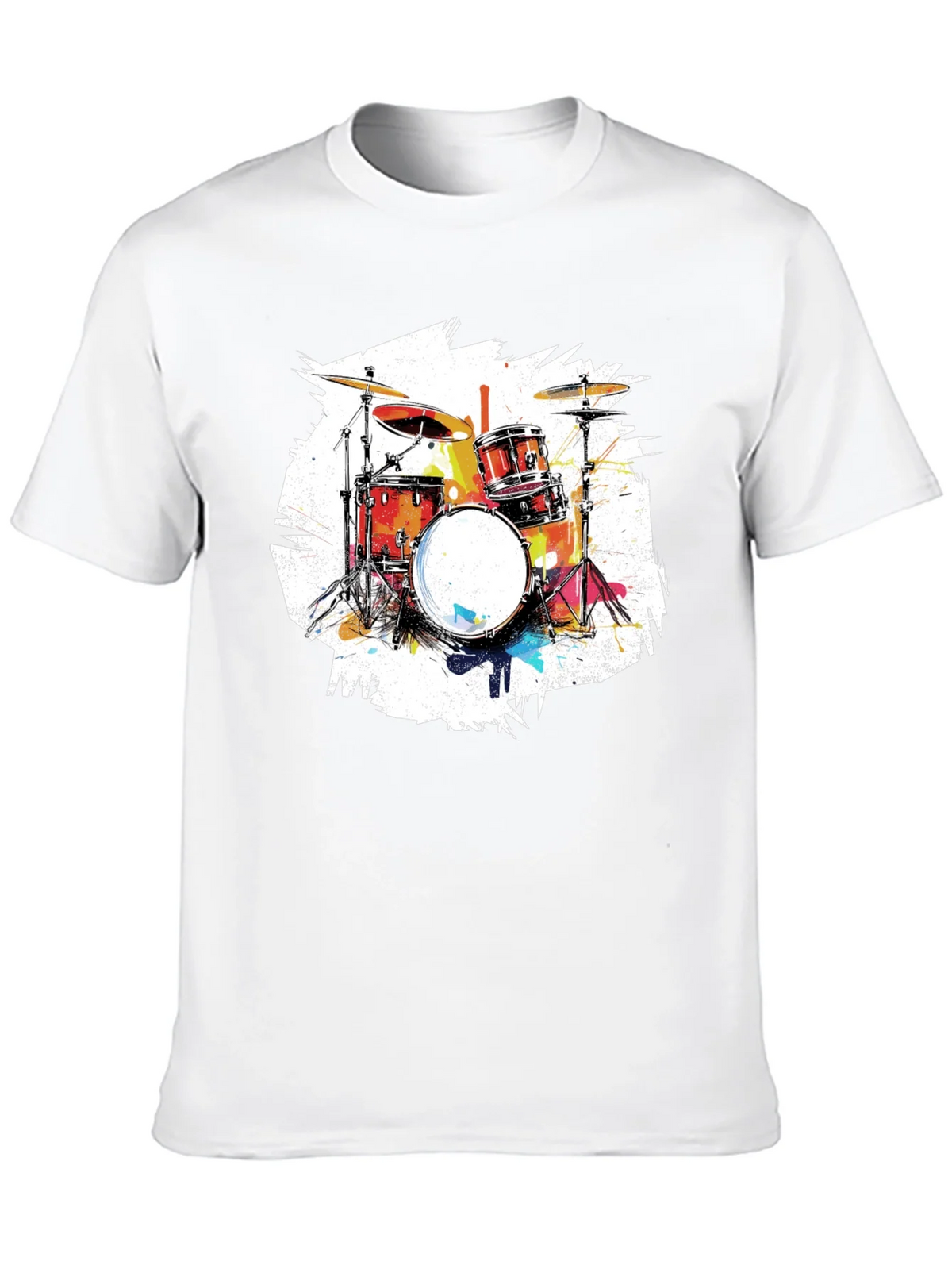 Drum Set Graphic Tee - Black Cotton T-Shirt