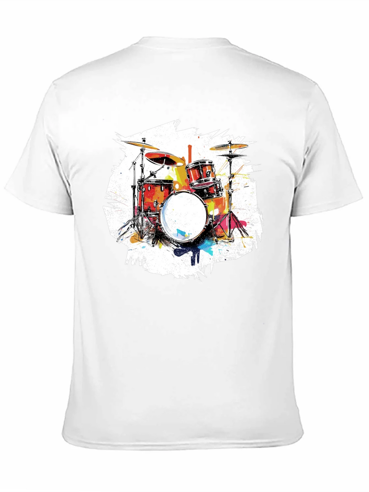 Drum Set Graphic Tee - Black Cotton T-Shirt