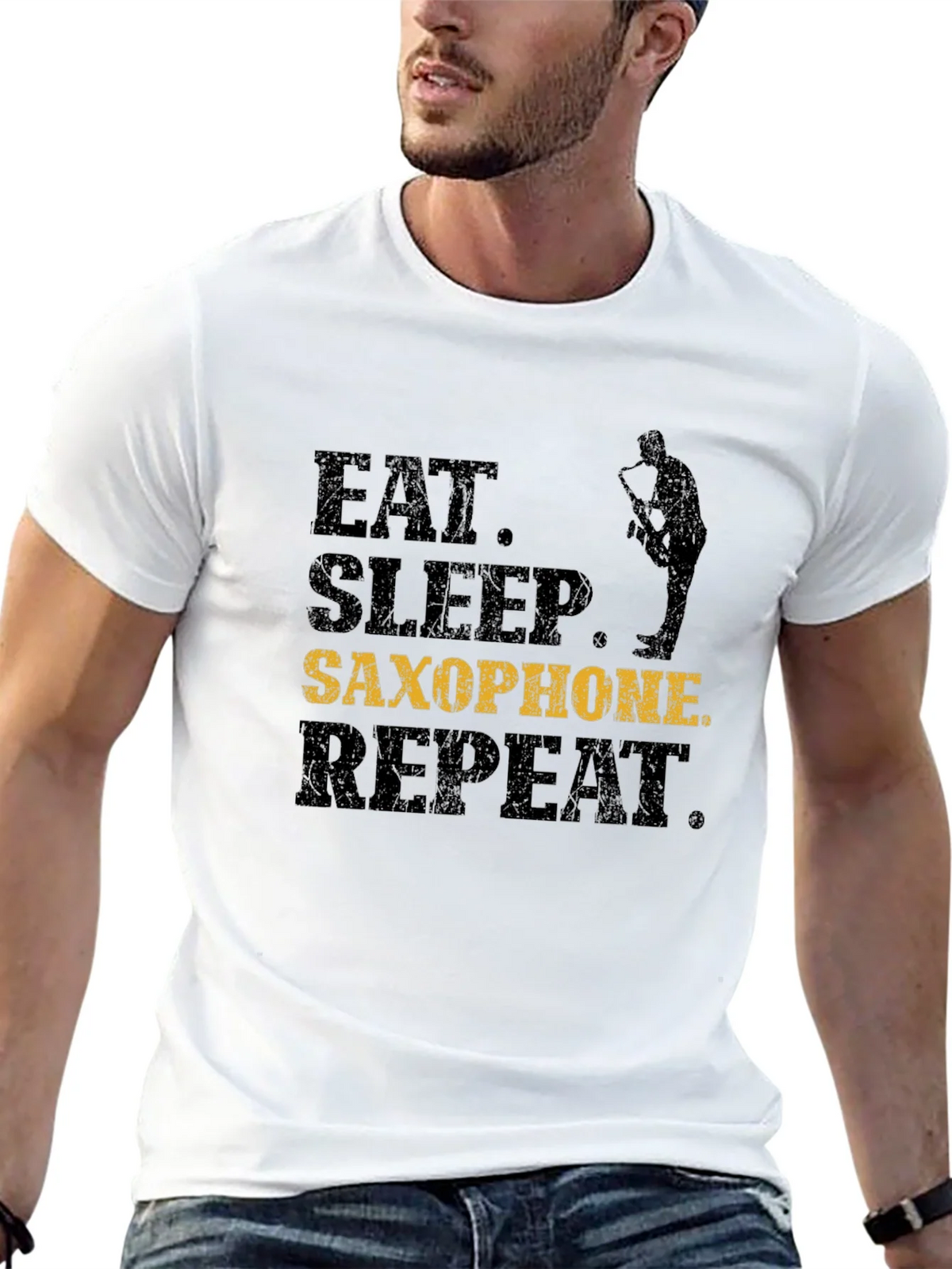 Eat Sleep Saxophone Repeat T-Shirt - Musician Gift