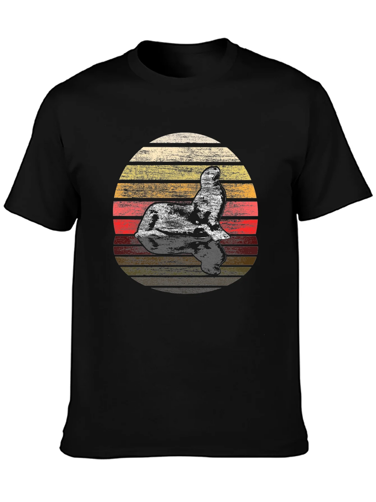 Retro Sunset Seal T-Shirt - Vintage Style Graphic Tee