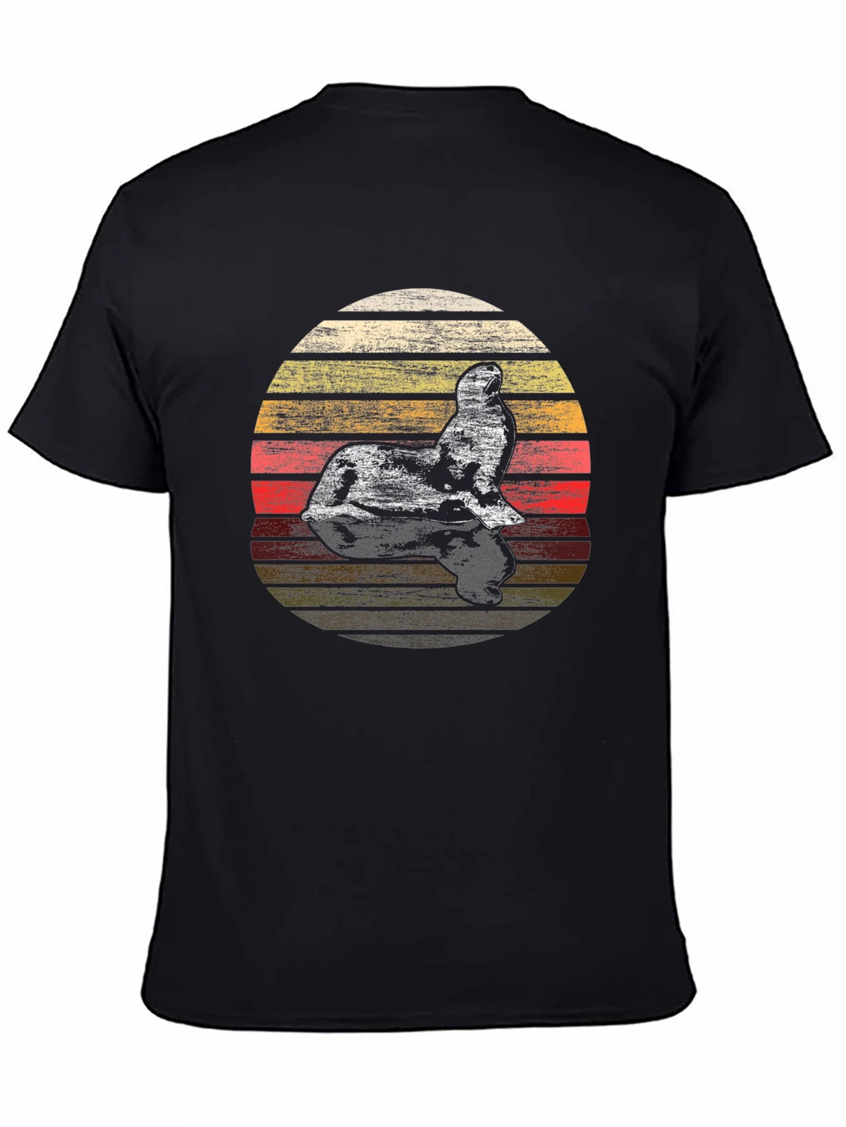 Retro Sunset Seal T-Shirt - Vintage Style Graphic Tee