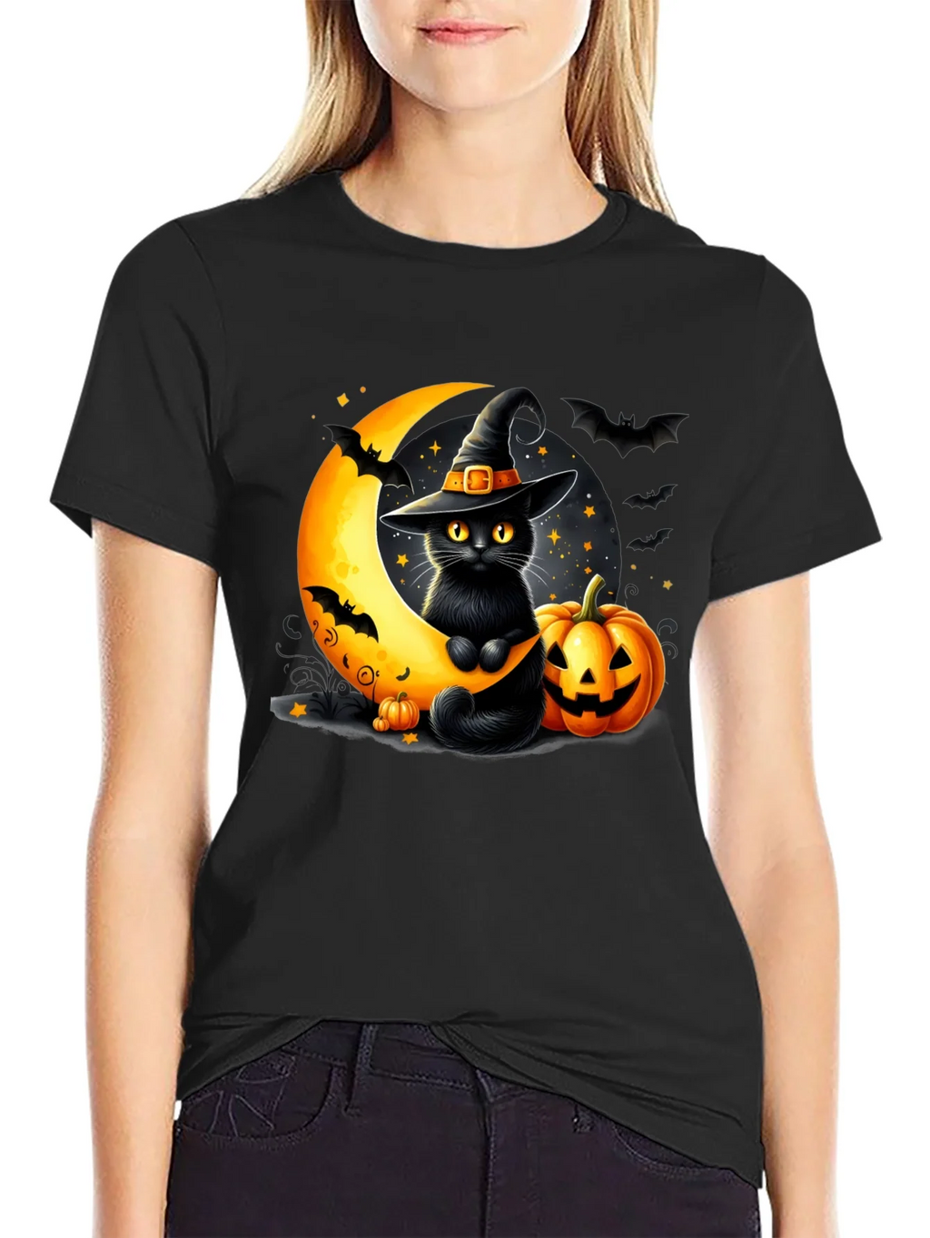 Halloween Cat Moon T-Shirt