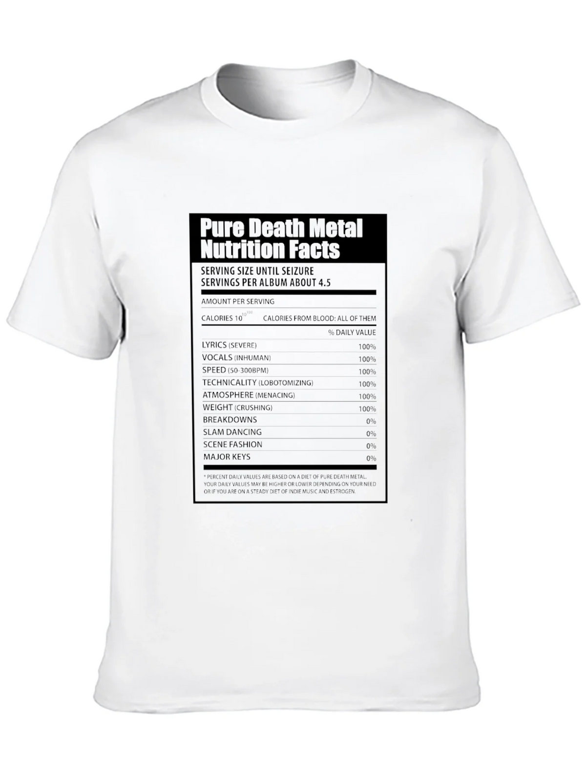 Pure Death Metal Nutrition Facts T-Shirt