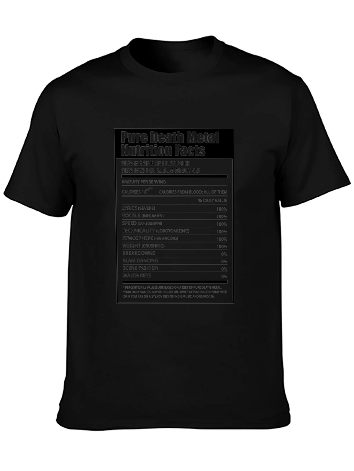 Pure Death Metal Nutrition Facts T-Shirt