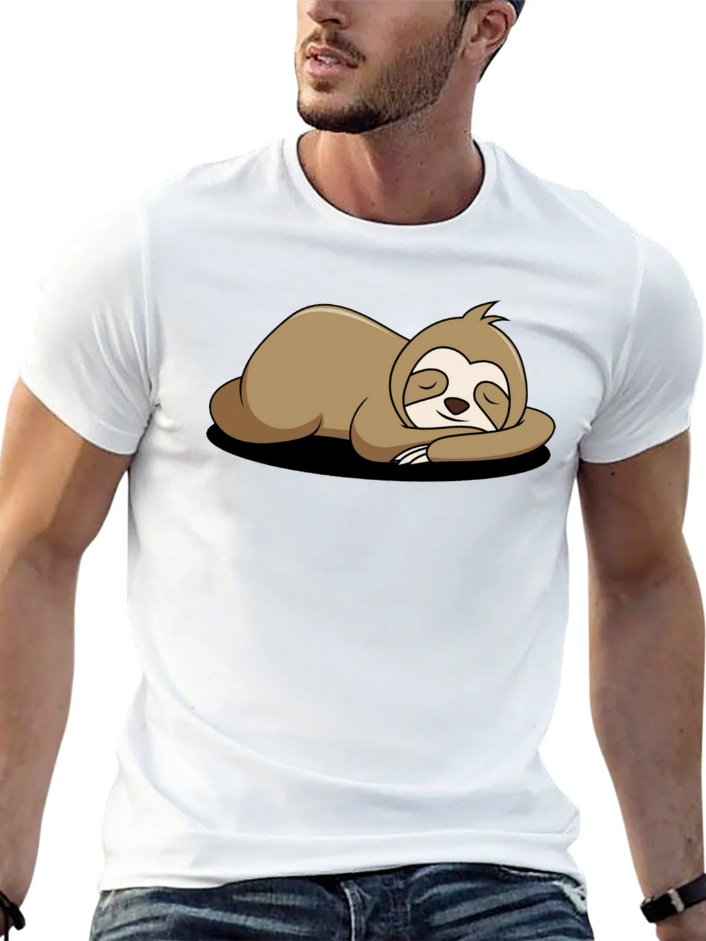 Relaxed Sloth Graphic Tee - Black Comfort