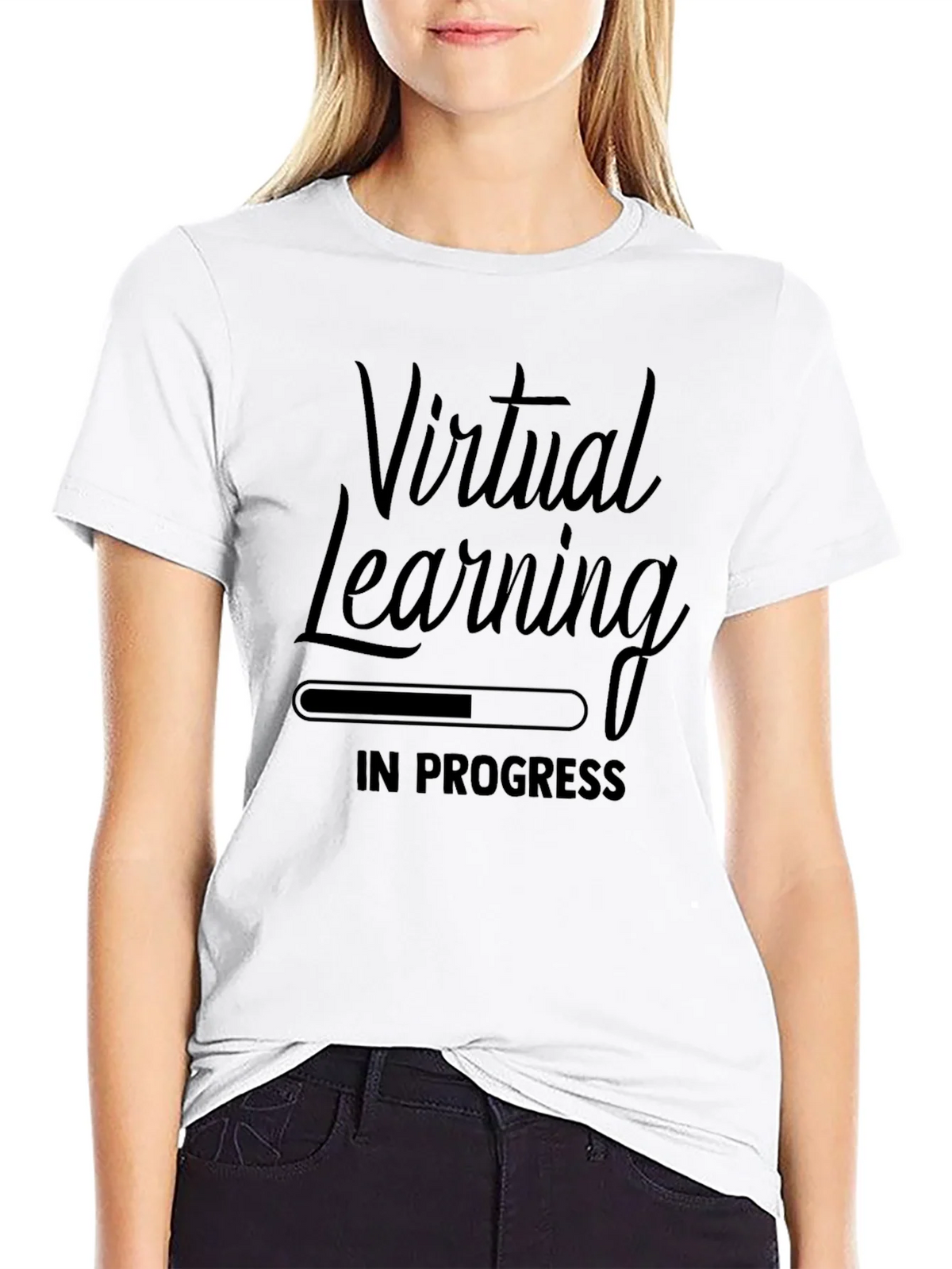 Virtual Learning In Progress Black T-Shirt