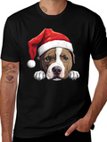 Dog in Santa Hat Graphic Tee