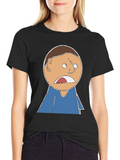 Cartoon Expression T-Shirt - Black Cotton Tee