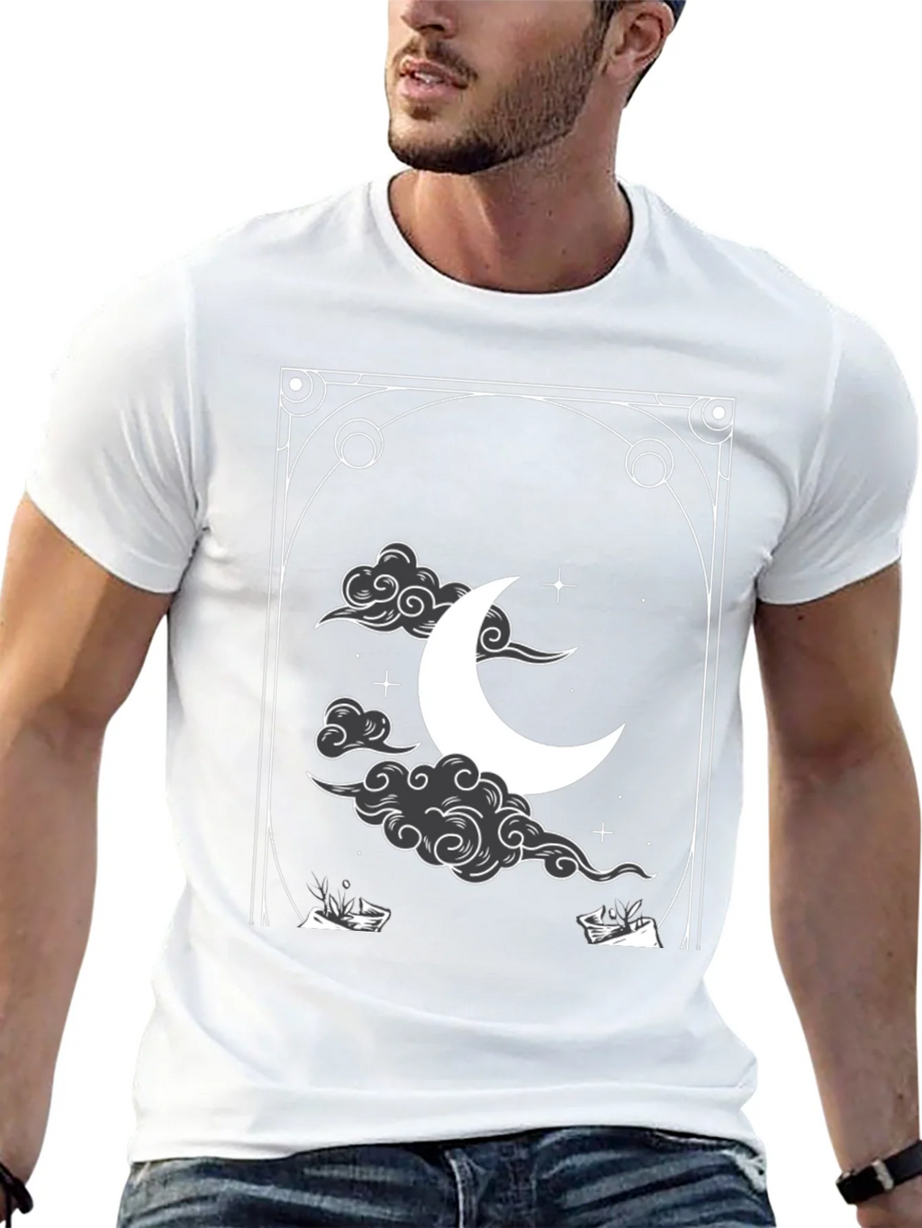 Celestial Crescent Moon Graphic Tee
