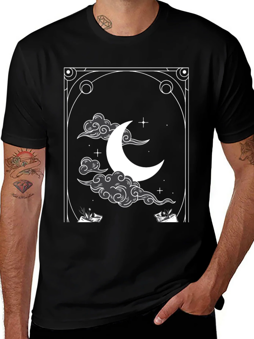 Celestial Crescent Moon Graphic Tee