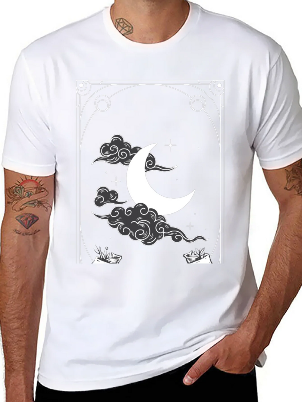 Celestial Crescent Moon Graphic Tee