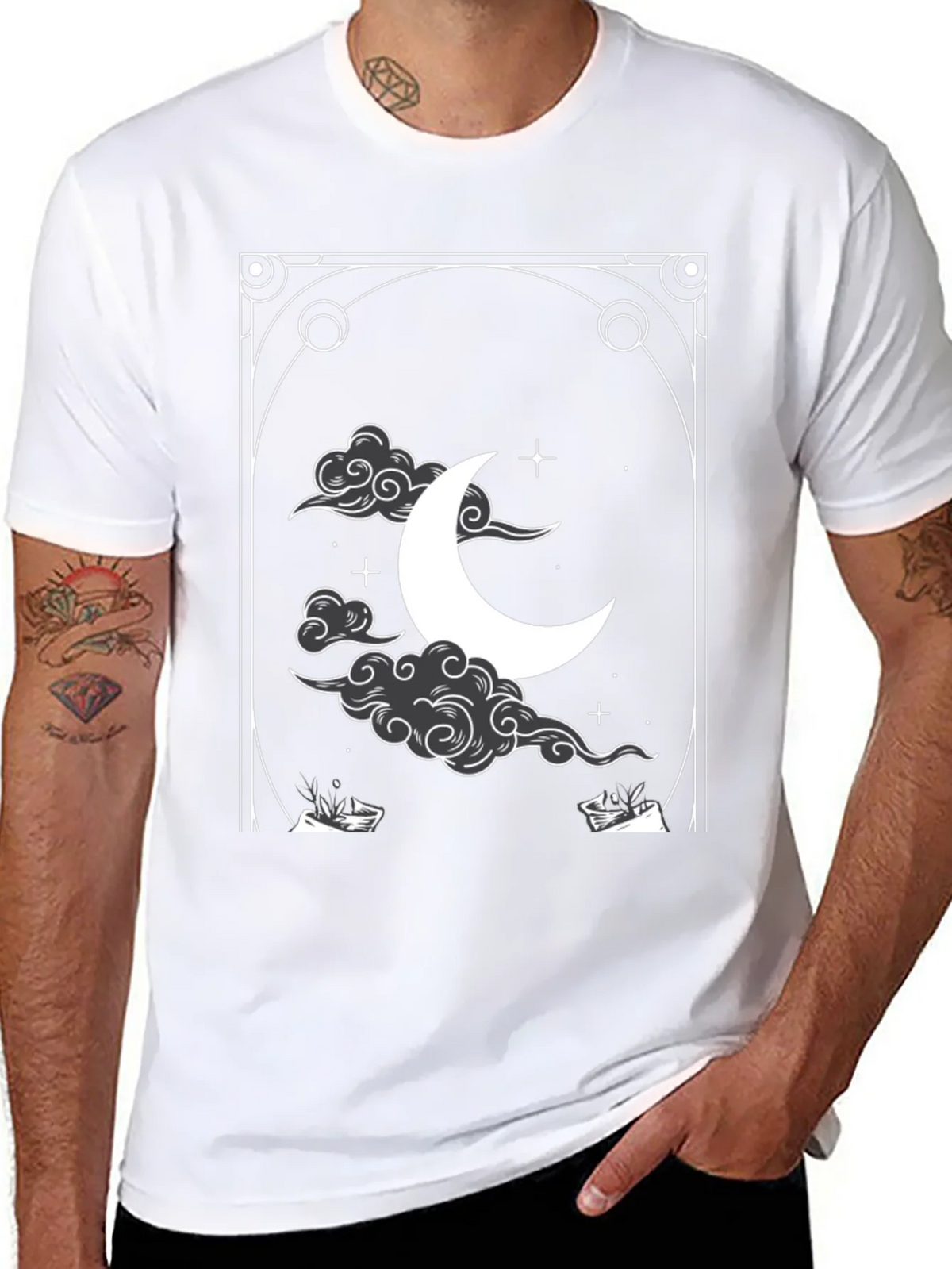 Celestial Crescent Moon Graphic Tee