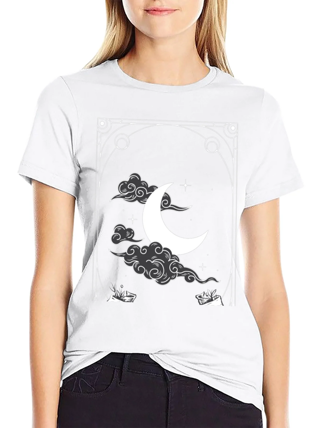 Celestial Crescent Moon Graphic Tee