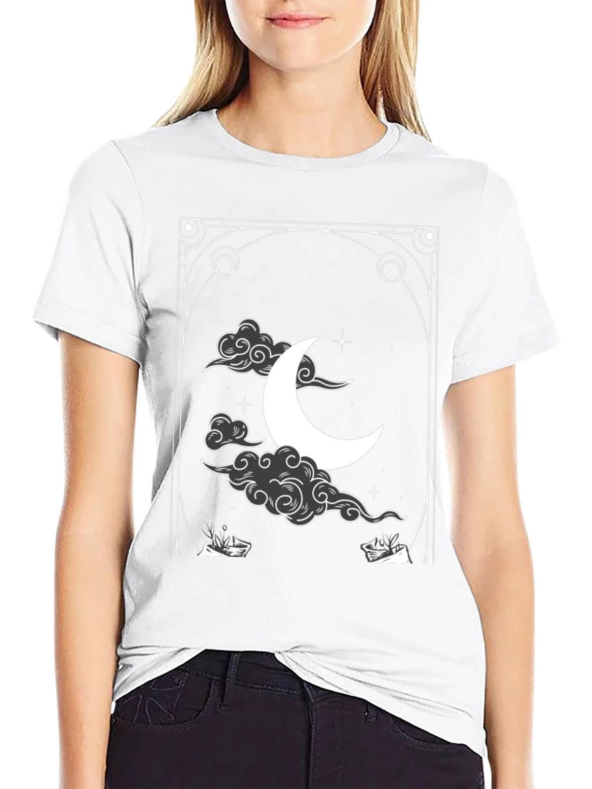 Celestial Crescent Moon Graphic Tee