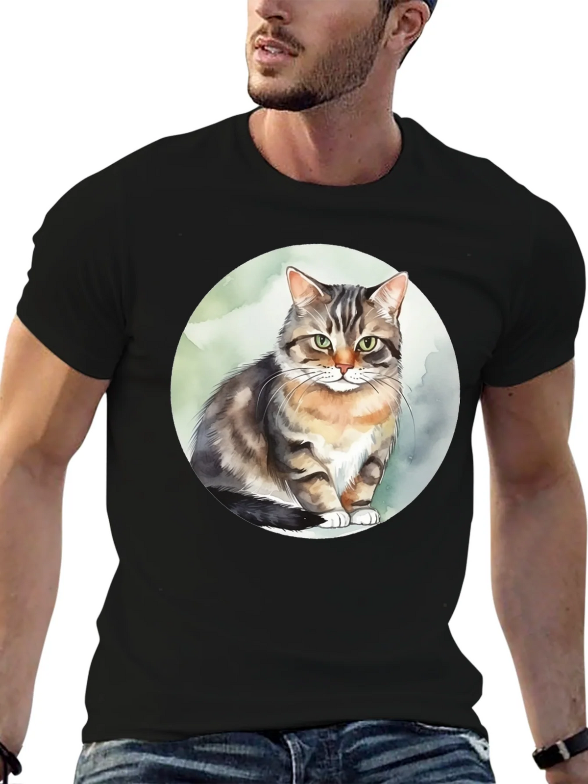 Cat Watercolor Graphic Tee - Stylish & Unique