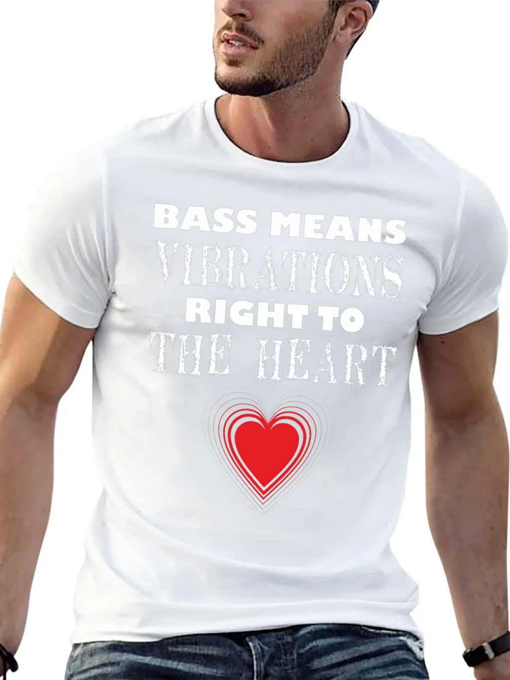 Bass Means Vibrations Heart T-Shirt
