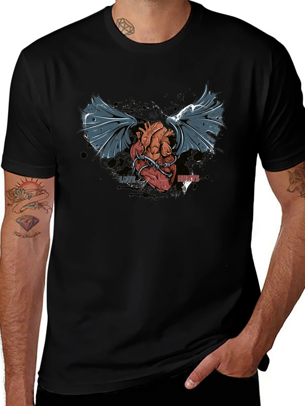 Love Hurts T-Shirt - Winged Heart Graphic Tee