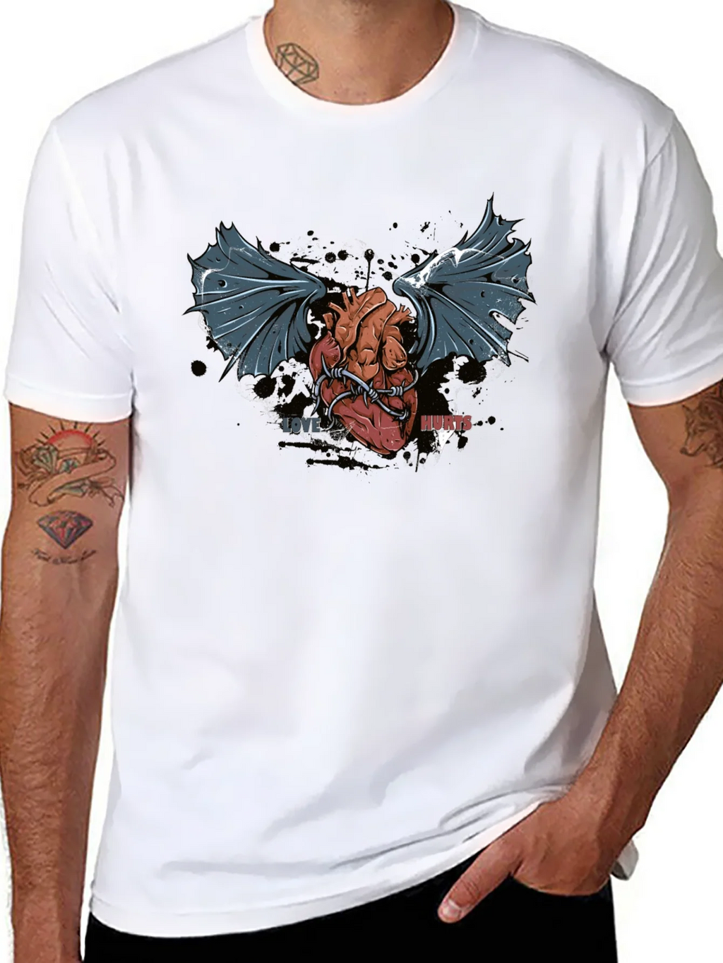 Love Hurts T-Shirt - Winged Heart Graphic Tee