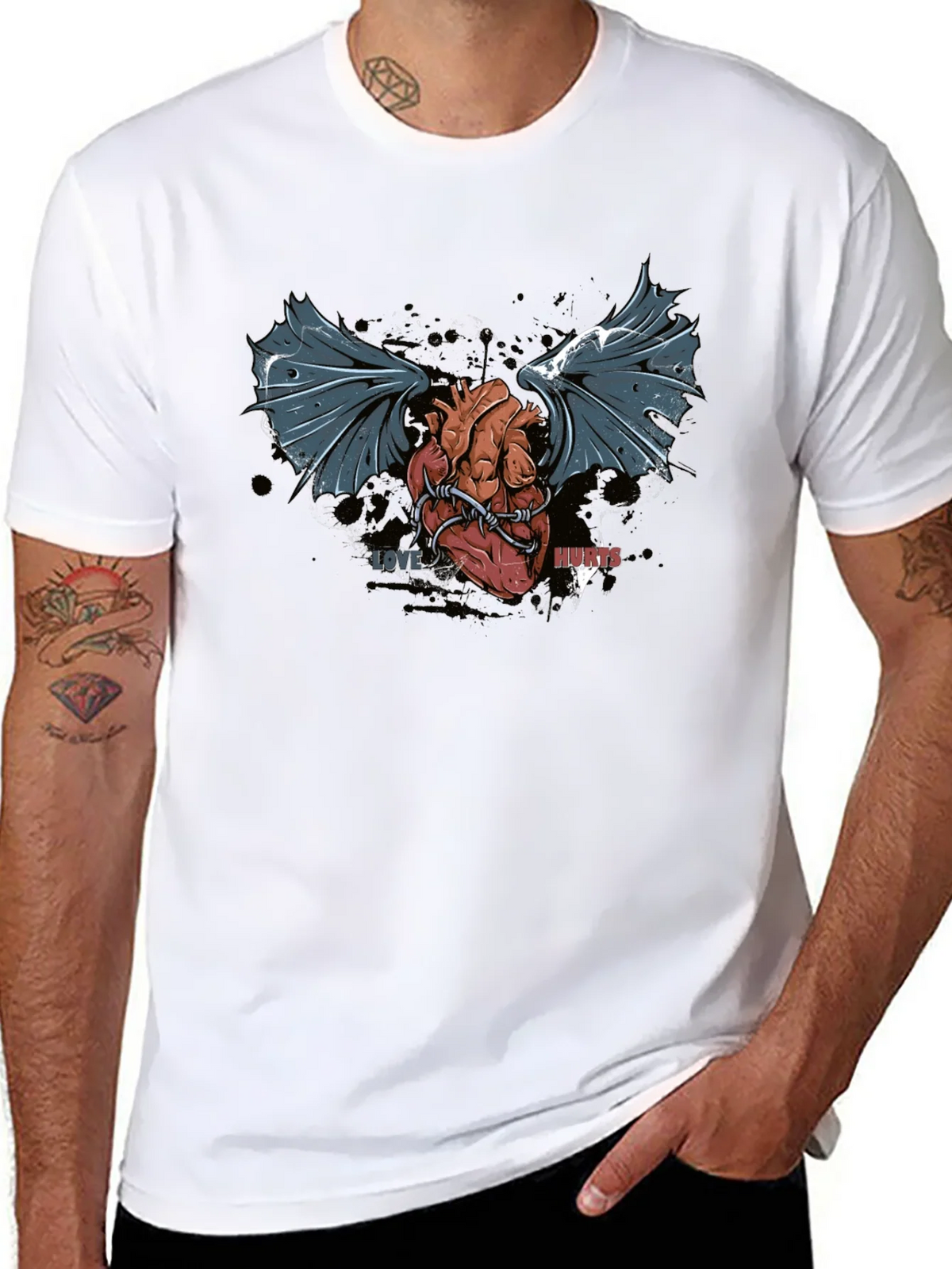 Love Hurts T-Shirt - Winged Heart Graphic Tee