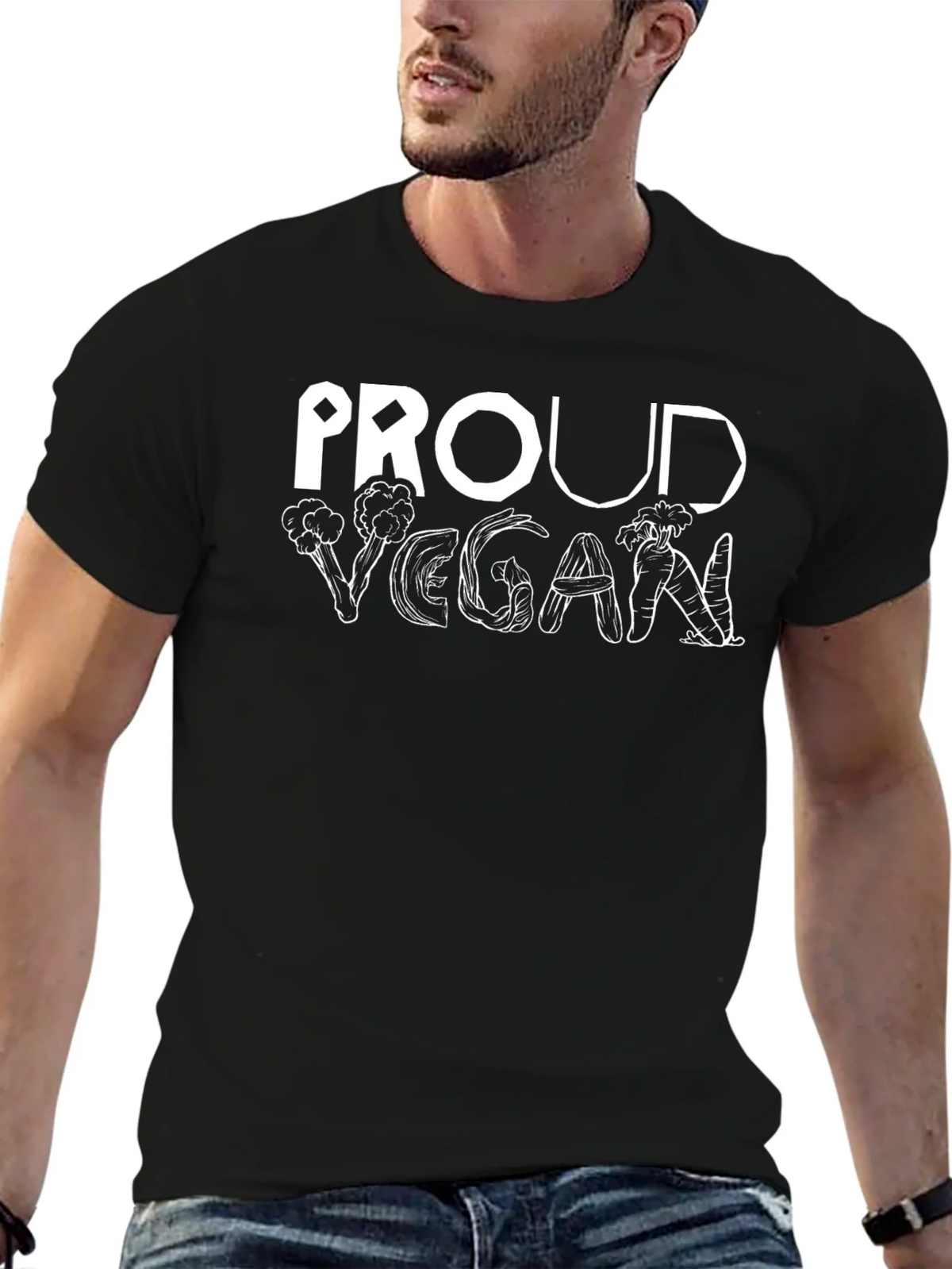 Proud Vegan T-Shirt: Vegetable Letter Design Unisex