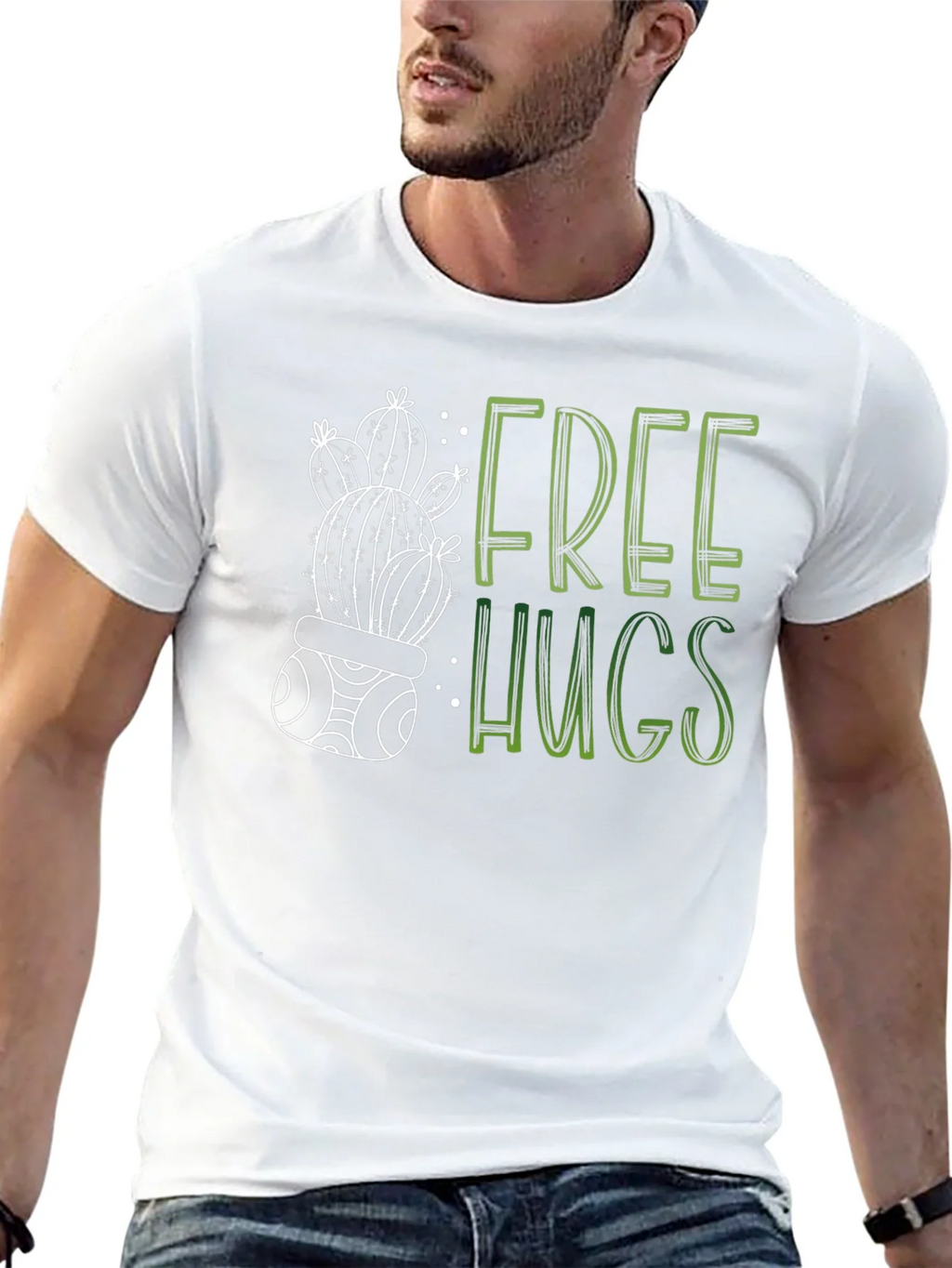 Free Hugs Cactus Graphic Tee - Soft Cotton Blend