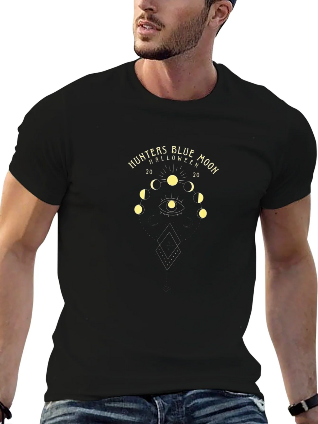 Hunters Blue Moon Halloween Graphic Tee - Black