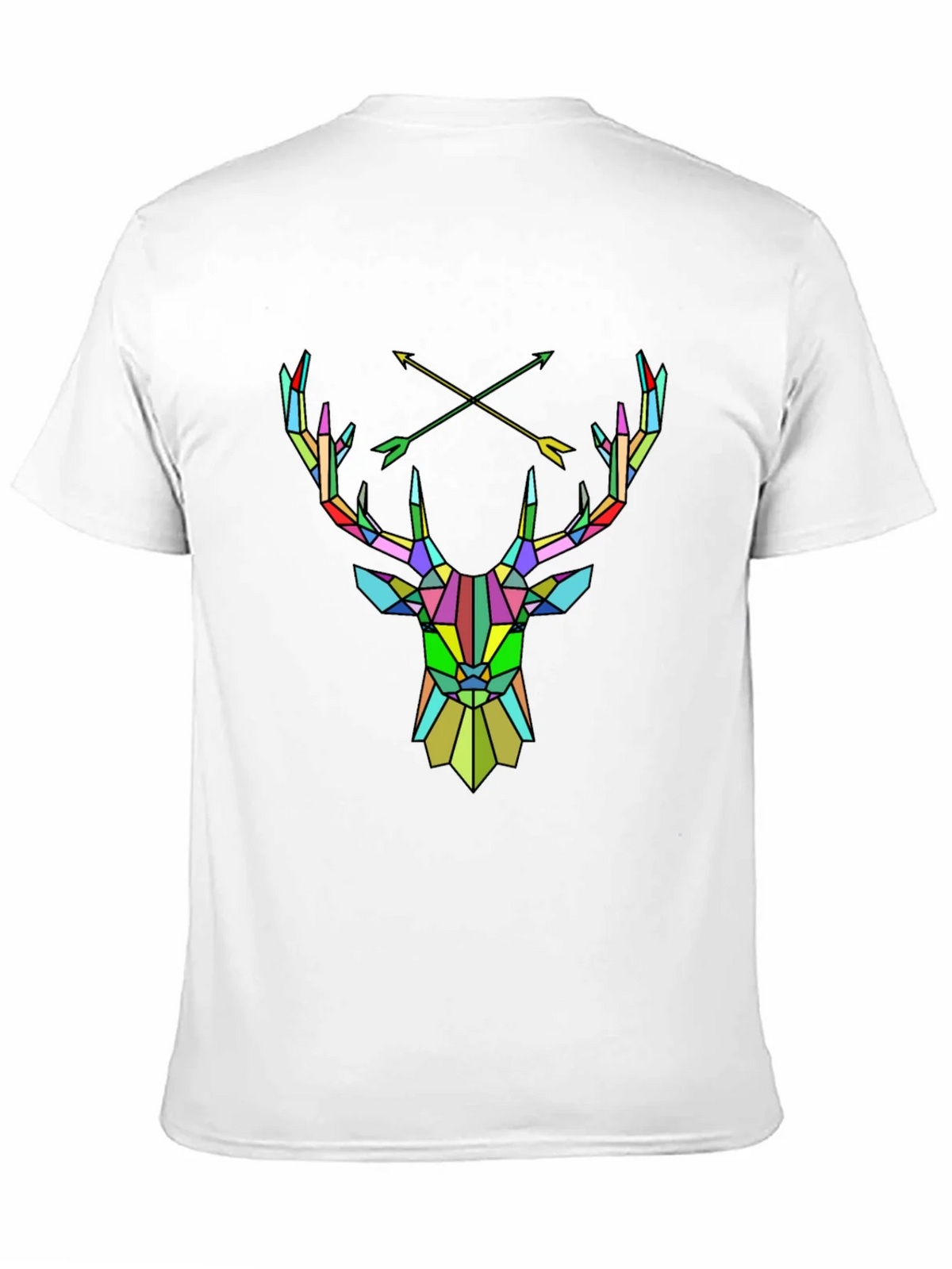 Geometric Deer Head Graphic Tee - Mens Black T-Shirt