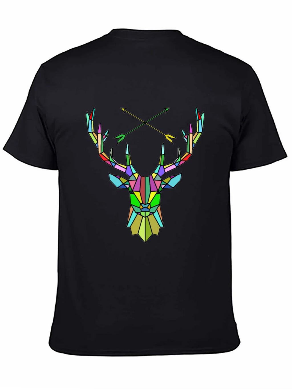 Geometric Deer Head Graphic Tee - Mens Black T-Shirt
