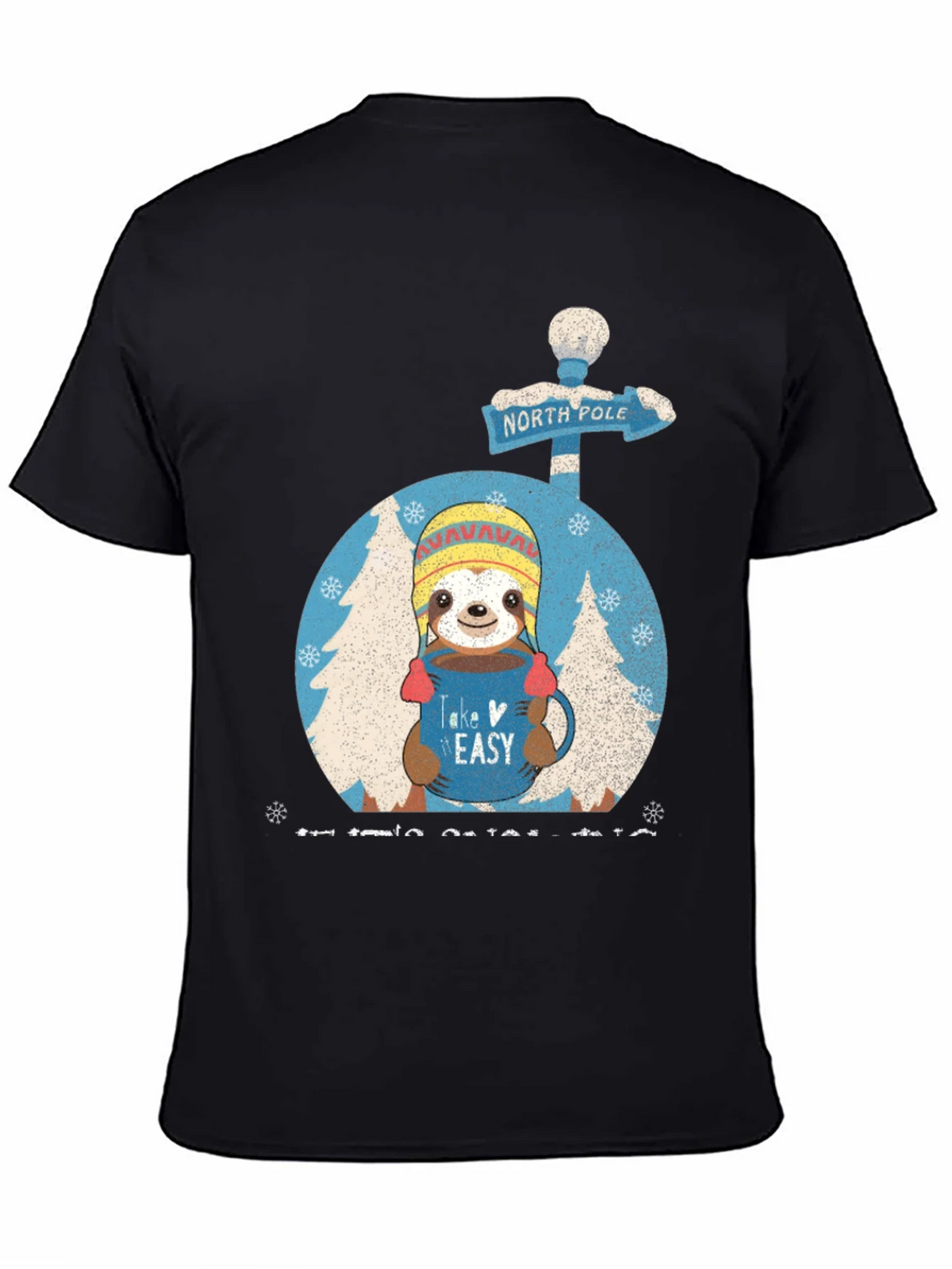 Take It Easy Sloth North Pole Holiday Graphic Tee