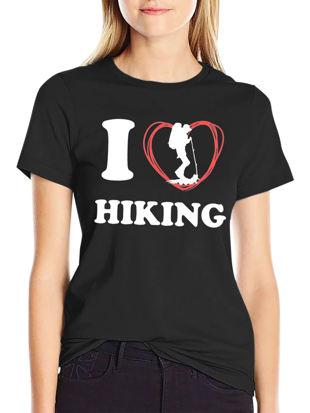 I Heart Hiking Graphic Tee - Black Cotton Shirt