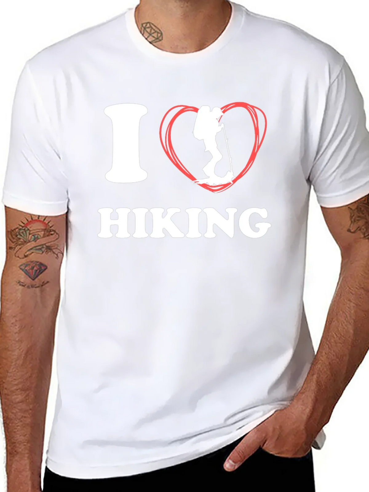 I Heart Hiking Graphic Tee - Black Cotton Shirt