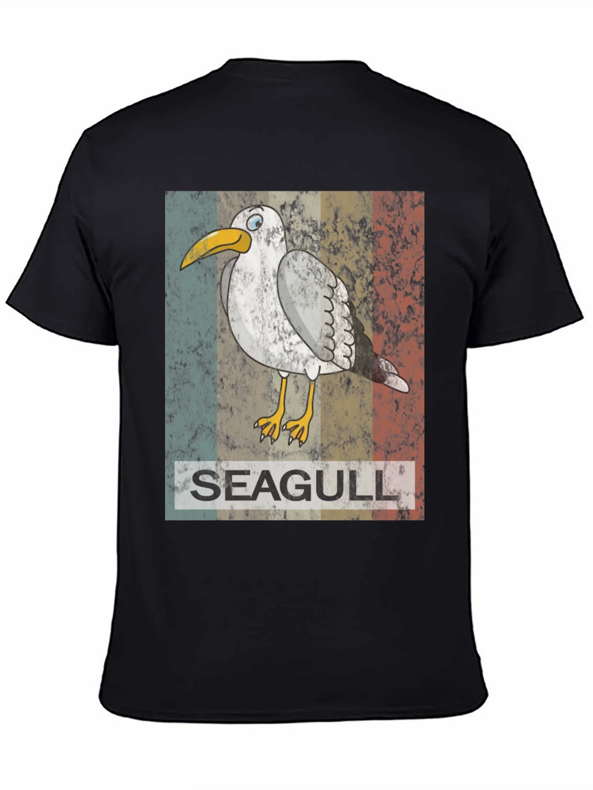 Retro Seagull Graphic Tee - Vintage Style Bird Lover Shirt