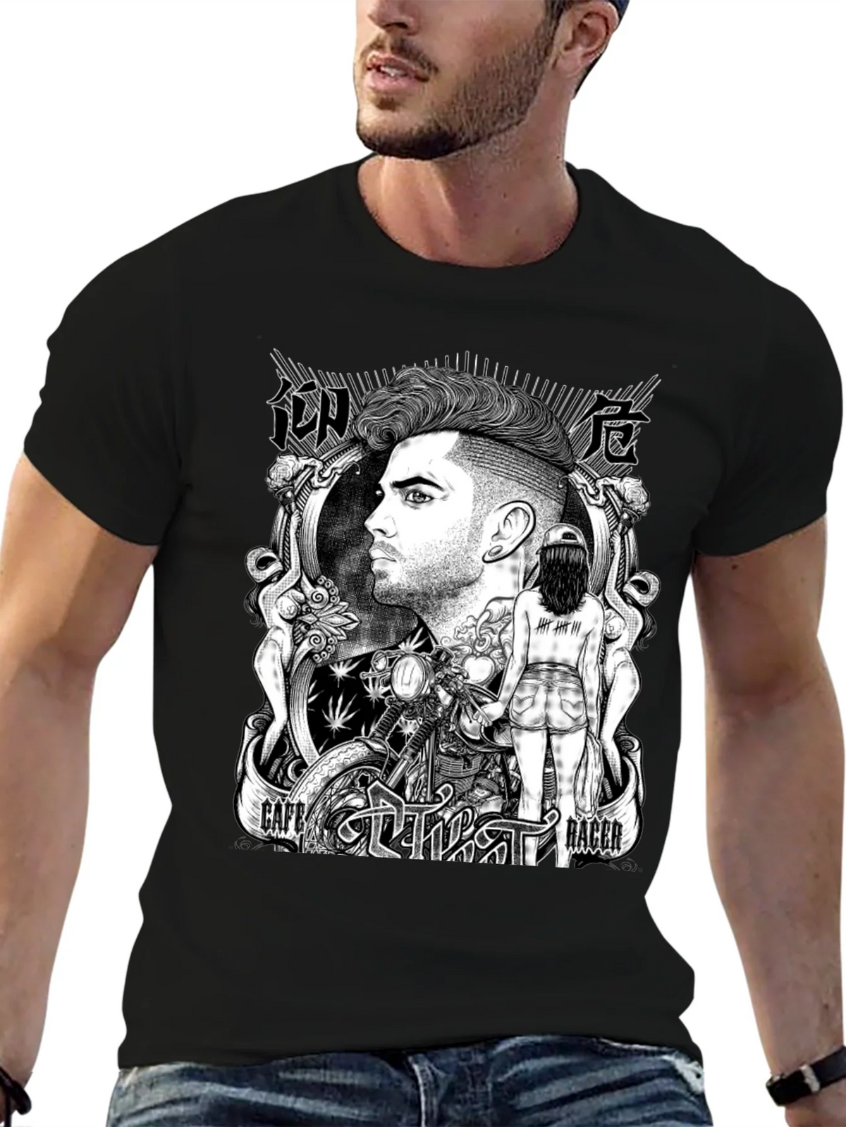Cafe Racer Graphic T-Shirt - Black Cotton Tee