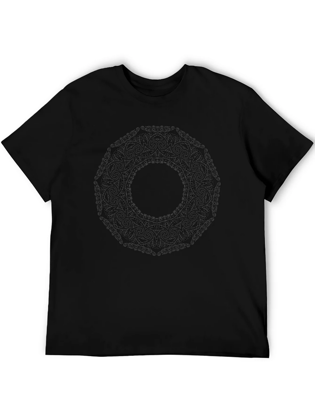 Mens Black Mandala Graphic T-Shirt
