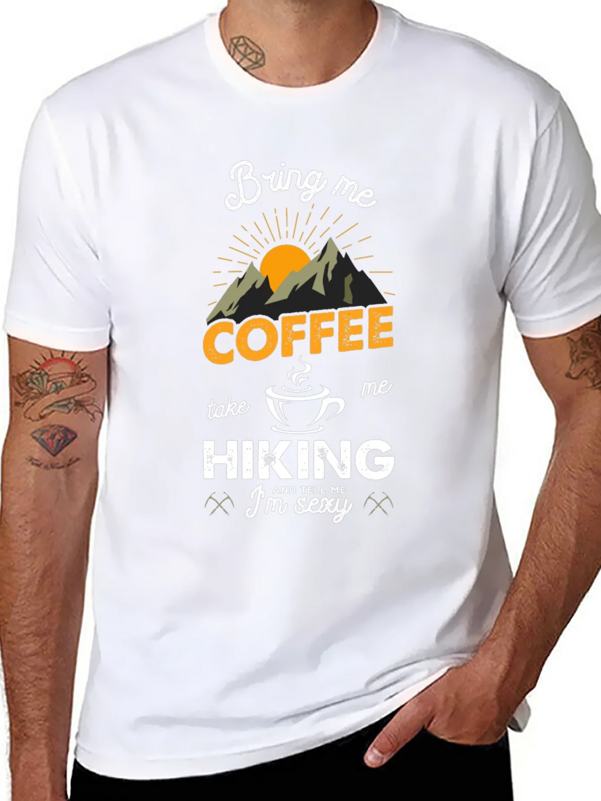Coffee & Hiking Graphic Tee - Im Sexy Funny Mens Shirt