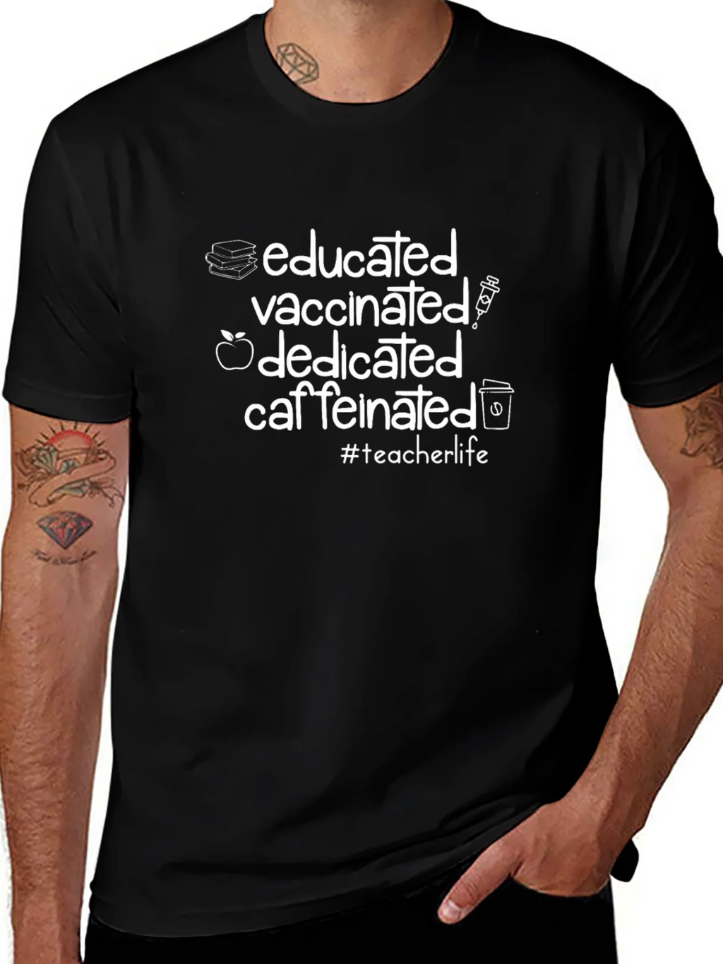 Educated Vaccinated Dedicated Caffeinated T-Shirt
