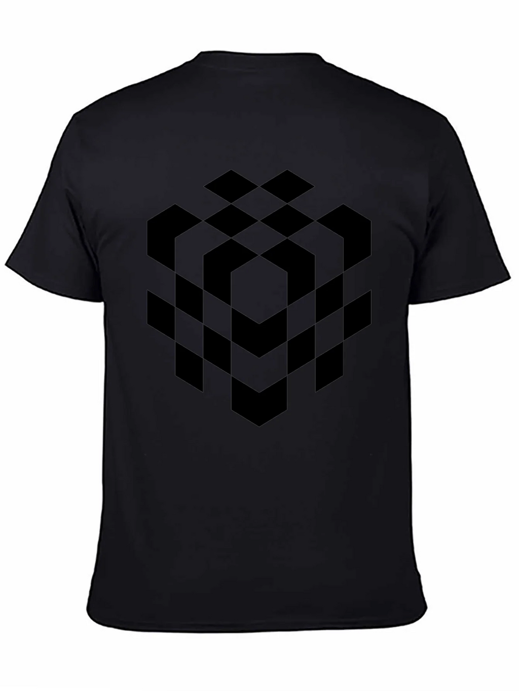 Abstract Geometric Cube Black T-Shirt