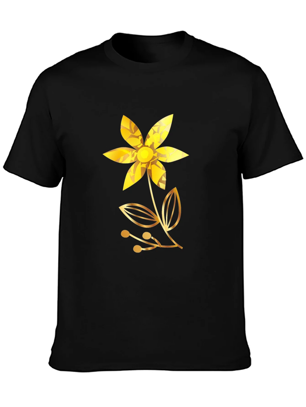 Golden Flower Black T-Shirt