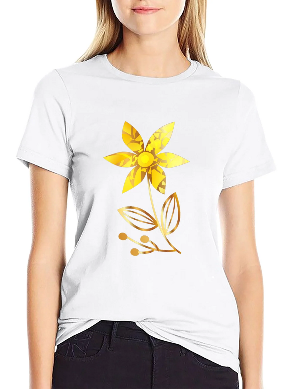 Golden Flower Black T-Shirt