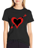 Heart Arrow Graphic Tee - Black Casual Shirt