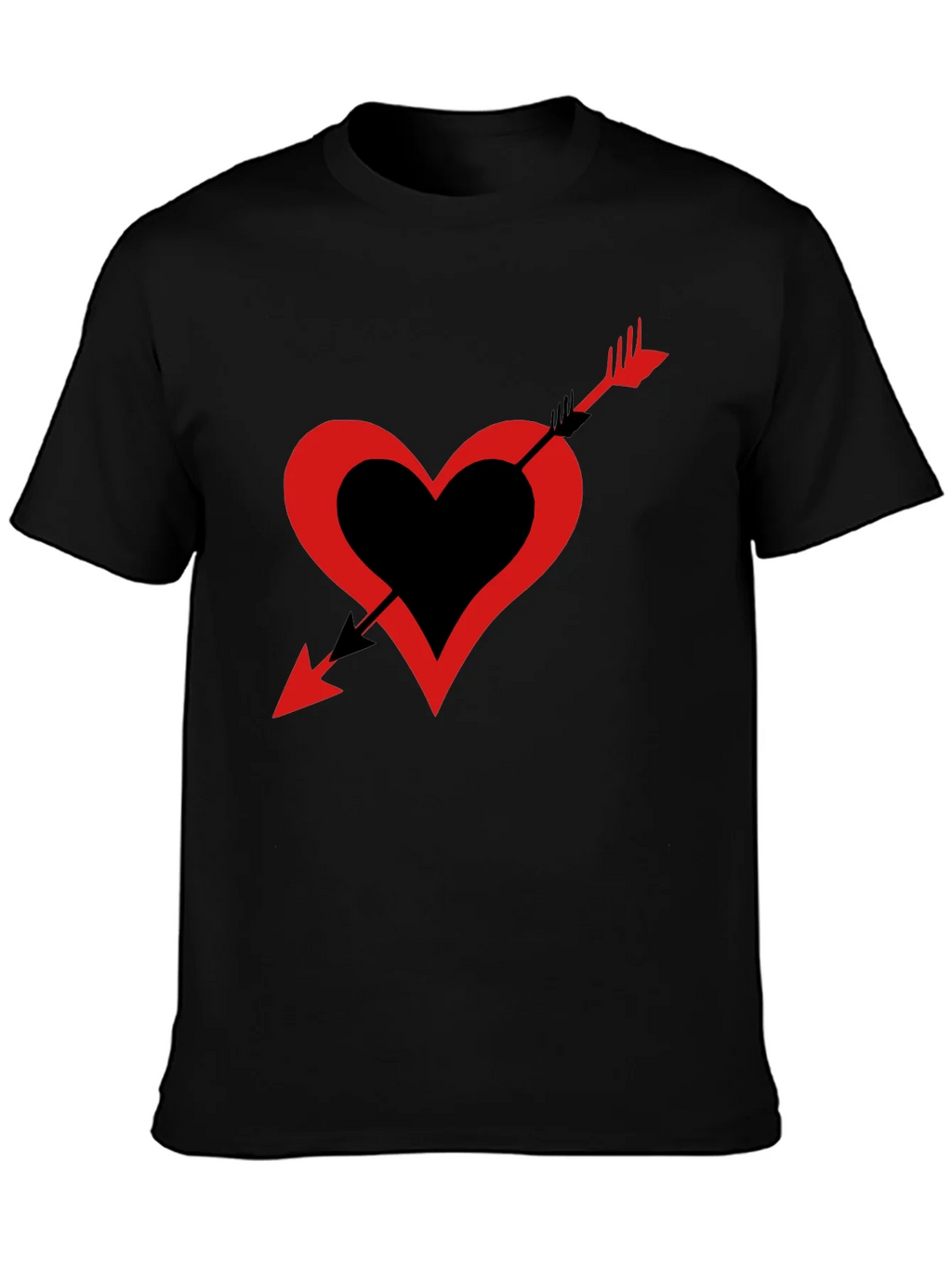 Heart Arrow Graphic Tee - Black Casual Shirt
